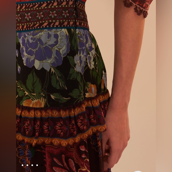 Farm Rio Floral Mix Ruffle Maxi Skirt - Picture 6 of 8